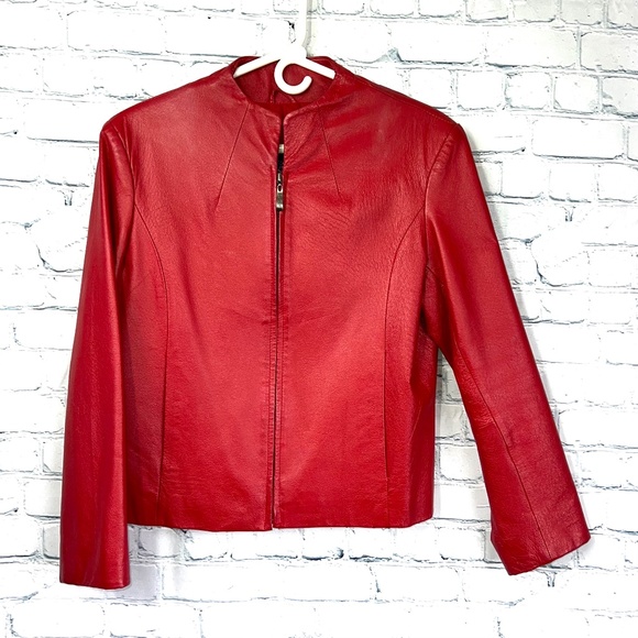U.S.A. LEATHER Jackets & Blazers - SOLD! NWOT VINTAGE |•USA LEATHER•| Red Leather Moto Jacket